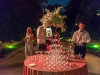 A welcoming tower of champagne glasses at valet
